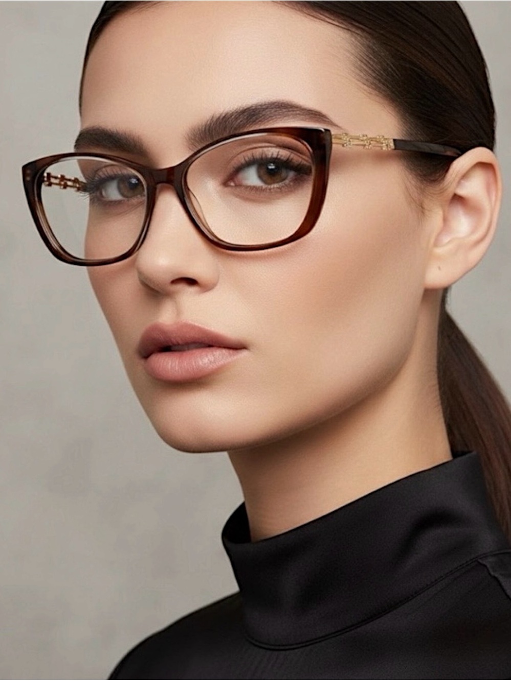 Swarovski SK5383 Cat Eye Eyeglasses NWT Brown Havana Gold Crystal Frames Set